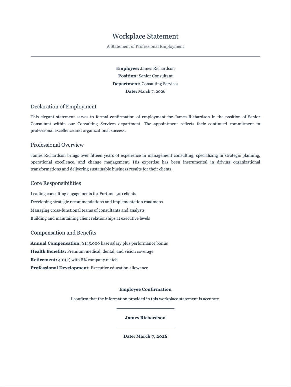 Elegant serif workplace statement